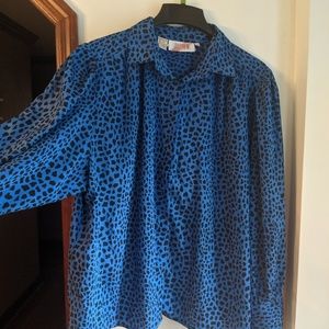 Vintage Blue Cheetah Print Blouse